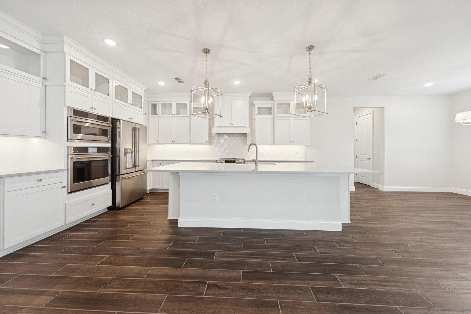 Kitchen with upper glass cabinetry 