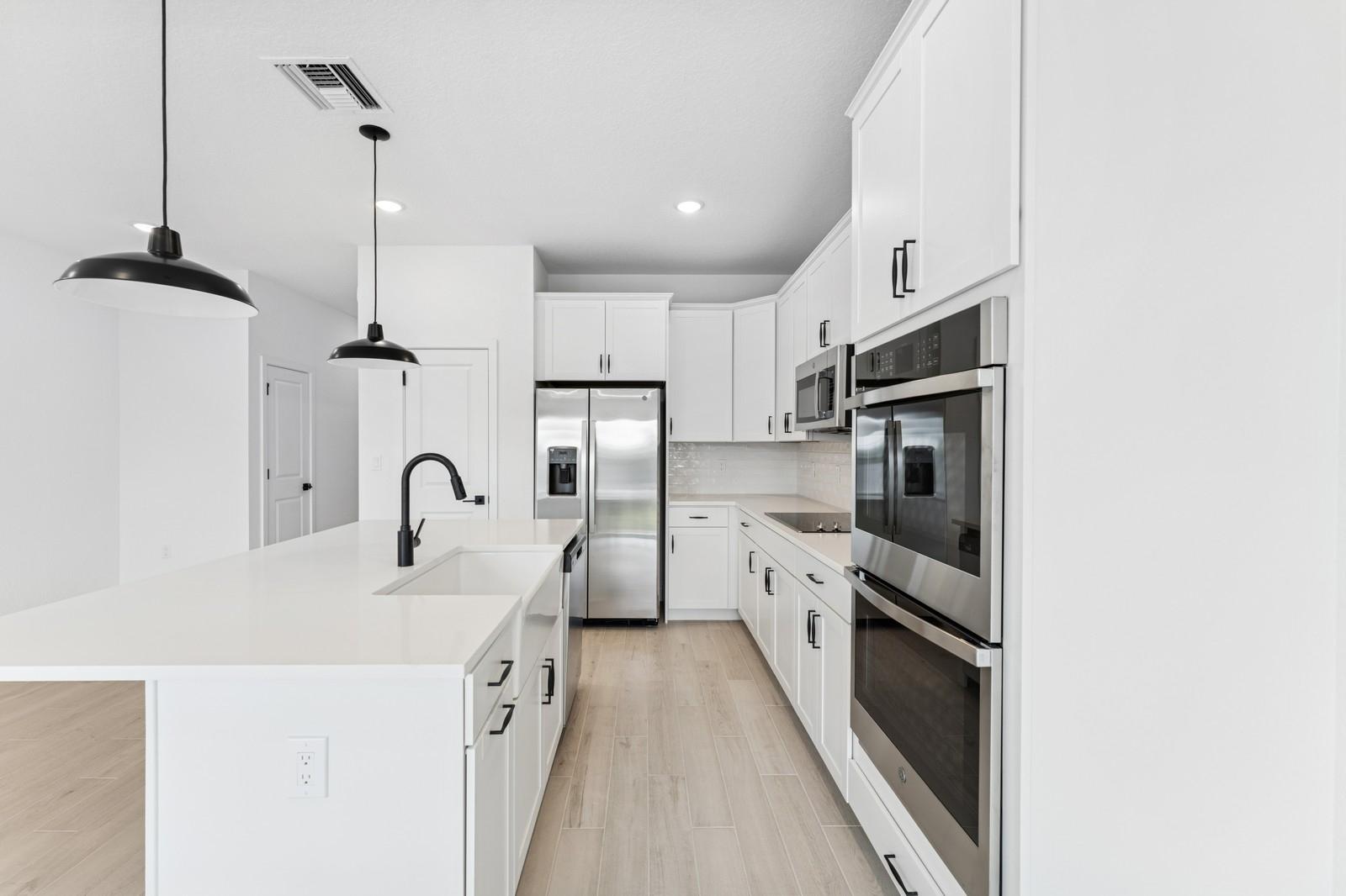 Kitchen with pendant lighting