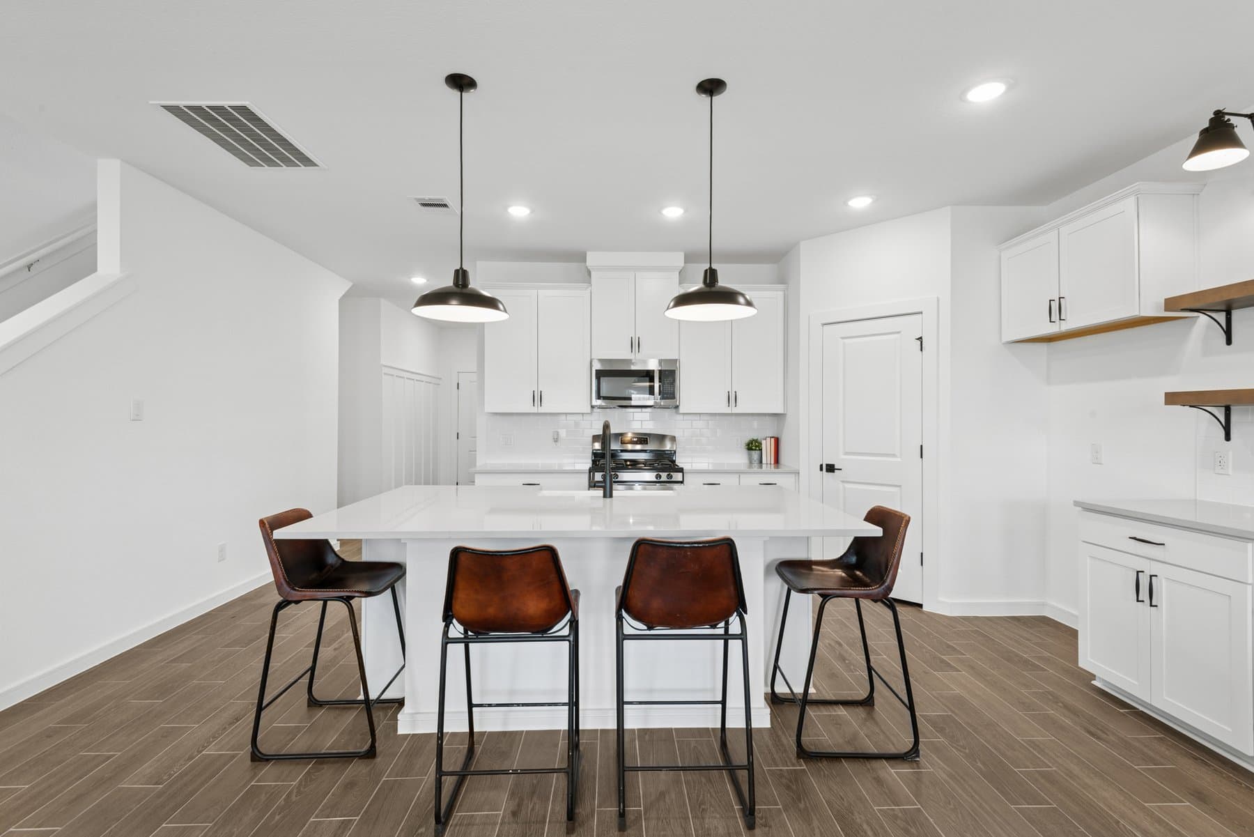 Kitchen with pendant lighting