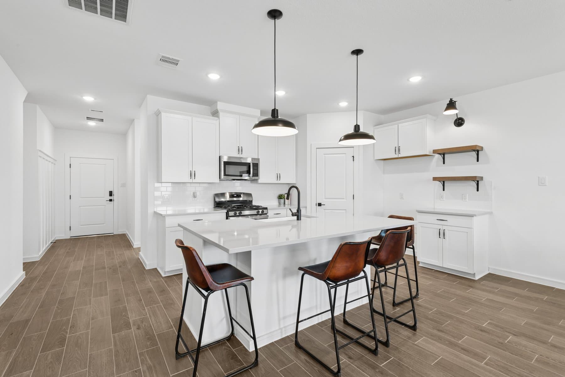 Kitchen with floating shelves