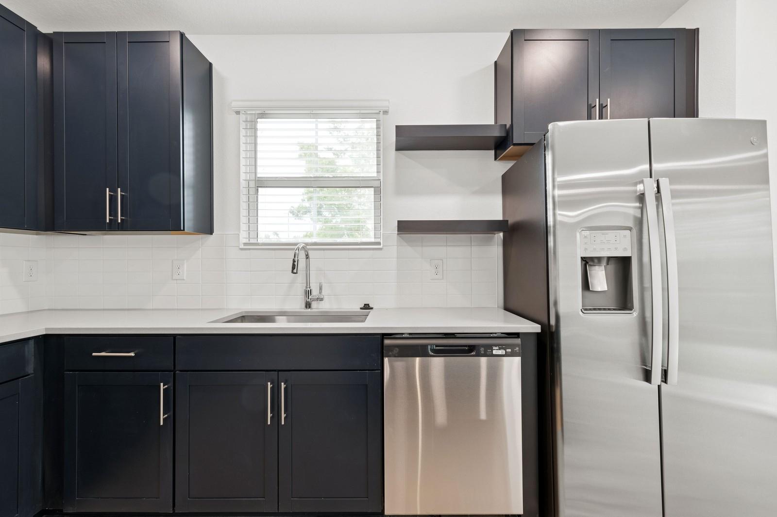 Kitchen with floating shelves