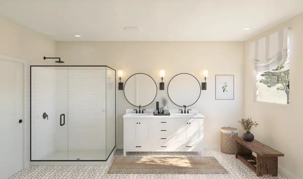 Barcelona Owners Bath Farmhouse Palette 3 Level 1 European Farmhouse