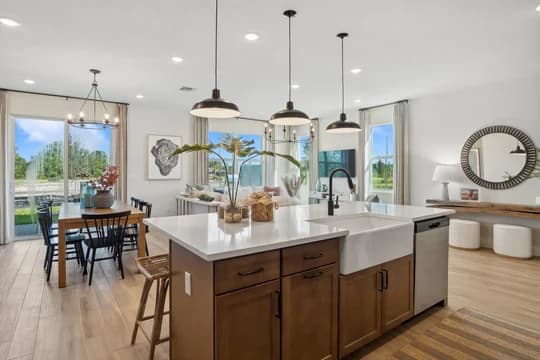 Salerno Reserve Townhomes Fullerton II Kitchen and Dining Area Farmhouse Level