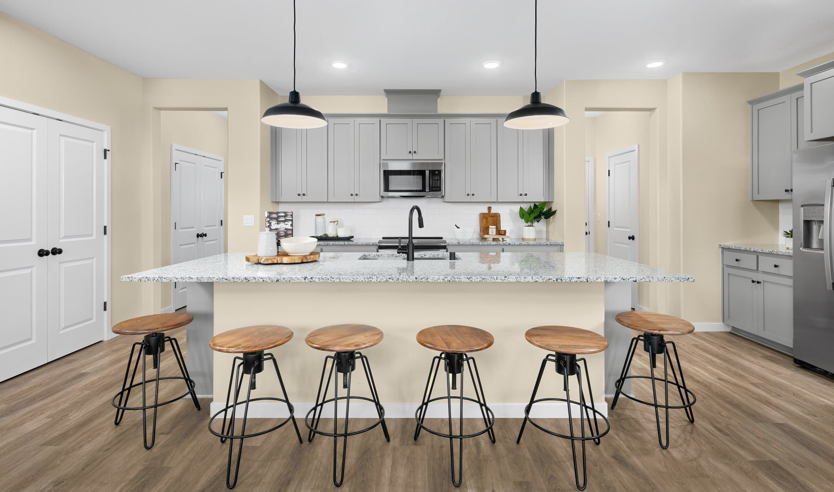 Kitchen with pendant lighting and spacious island